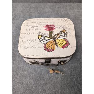 Embroidered‎ Turquoise Yellow Butterfly Decorative Suitcases Home Decor Bag